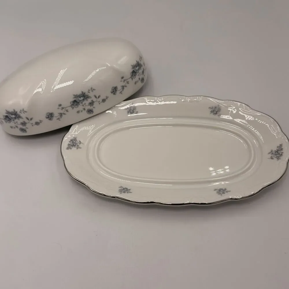 Johann Haviland Bavaria Blue Garland Covered Butter Dish Traditions Fine China